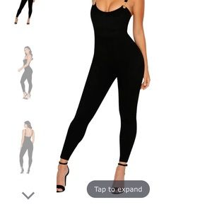 black suede jumpsuit from ohpolly